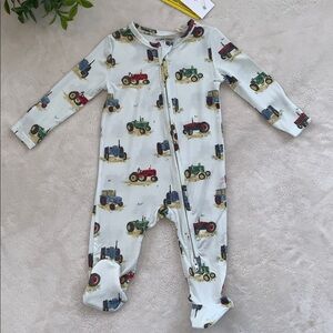 NWT Angel Dear Vintage Tractors Footie 3-6M